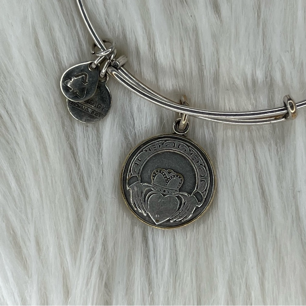 Alex and Ani Rafaelian Silver Claddagh Charm Bangle Bracelet